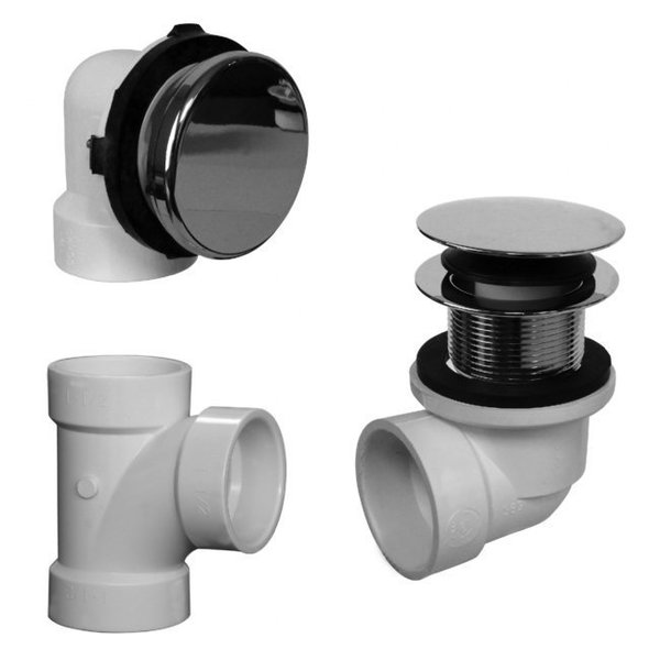 Westbrass Illusionary Overflow, Sch. 40 PVC Plumbers Pack W/ Tip Toe Bath Drain in Stainless Steel D593PRK-20